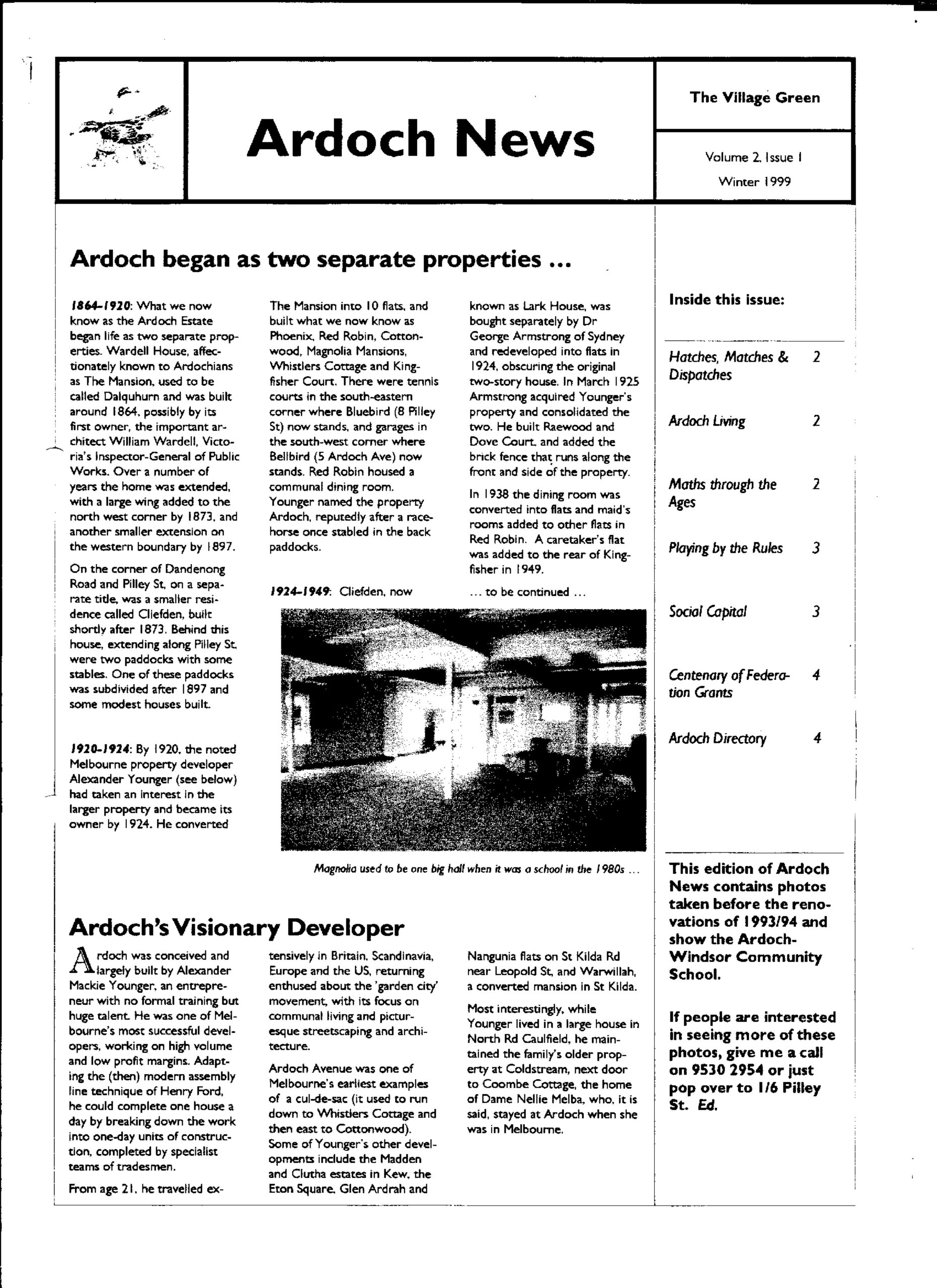 Newsletters Ardoch Stories